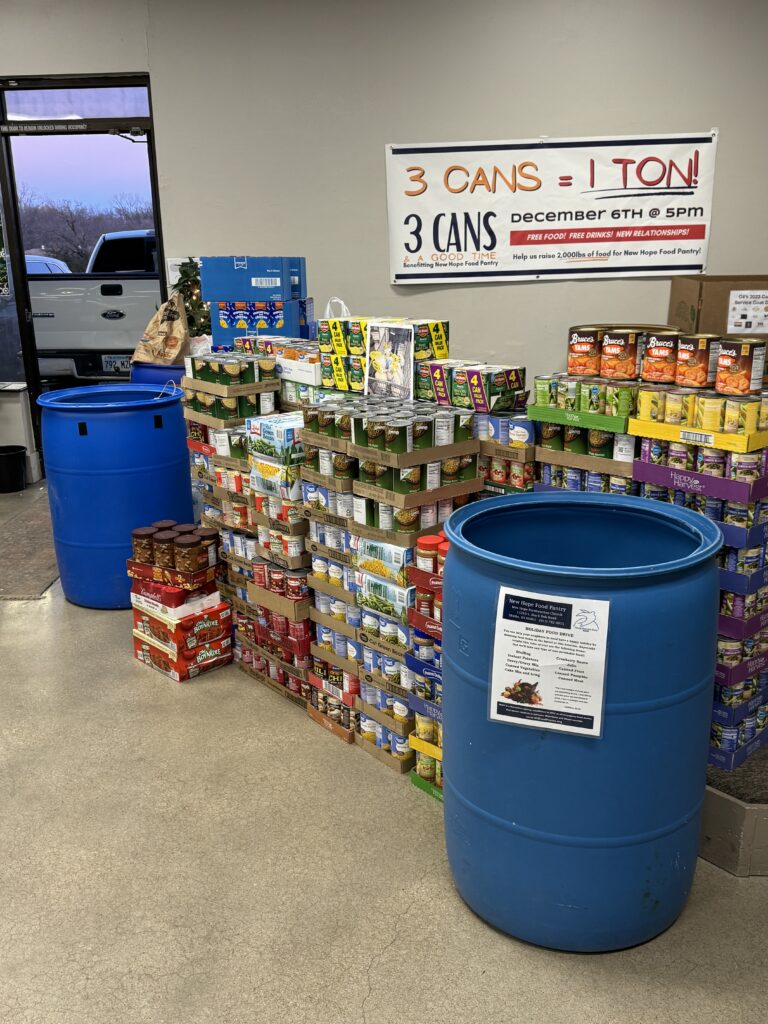 3 cans and a good time food drive for new hope food pantry